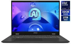 MSI Prestige 16 AI EVO 16" QHD+ Ultra Thin Professional Laptop Intel Core Ultra 7-155H ARC Graphics 32GB LPDDR5 2TB NVMe SSD Win 11 Home 1 year Warranty