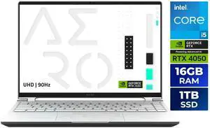 GIGABYTE - 14" GeForce RTX 4050 Laptop GPU - Intel Core i5-12500H - 16GB Memory - 1 TB Gen4 SSD - Windows 11 Home 64-bit Gaming Laptop - 90 Hz OLED (AERO 14 OLED 9MF-E2USBB4SH ) GIGABYTE - 14" GeForce RTX 4050 Laptop GPU - Intel Core i5-12500H - 16GB Memory - 1 TB Gen4 SSD - Windows 11 Home 64-bit Gaming Laptop - 90 Hz OLED (AERO 14 OLED 9MF-E2USBB4SH )