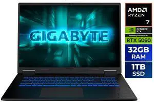 GIGABYTE GAMING A18 Gaming Laptop - 165Hz 2560x1600 WQXGA - NVIDIA GeForce RTX 5060 - AMD Ryzen 7 260 - 1TB SSD with 32GB DDR5 RAM - Windows 11 Home - Black Steel (3VHK3USC64SH)