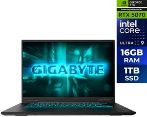 GIGABYTE - GAMING A16 Gaming Laptop - 16" 1920x1200 WUXGA 165Hz - NVIDIA GeForce RTX 5070 Laptop GPU - Intel Core Ultra 9 Processor 185 - 16GB DDR5 RAM - 1TB SSD - Win11 Home AD - Black Steel GIGABYTE - GAMING A16 Gaming Laptop - 16" 1920x1200 WUXGA 165Hz - NVIDIA GeForce RTX 5070 Laptop GPU - Intel Core Ultra 9 Processor 185 - 16GB DDR5 RAM - 1TB SSD - Win11 Home AD - Black Steel