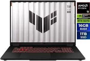 ASUS TUF Gaming - 18.0" WUXGA 144 Hz - AMD Ryzen 9 8940HX - GeForce RTX 5070 Laptop GPU - 16GB Memory DDR5 5600 - 1TB PCIe SSD - Windows 11 Home (FA808PP-NB94) ASUS TUF Gaming - 18.0" WUXGA 144 Hz - AMD Ryzen 9 8940HX - GeForce RTX 5070 Laptop GPU - 16GB Memory DDR5 5600 - 1TB PCIe SSD - Windows 11 Home (FA808PP-NB94)
