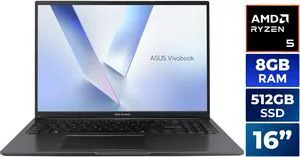 ASUS VivoBook 16 16.0" AMD Ryzen 5 150 8GB DDR5 Memory DDR5 4800 512GB NVMe SSD Windows 11 Home M1605NAQ-ES51 ASUS VivoBook 16 16.0" AMD Ryzen 5 150 8GB DDR5 Memory DDR5 4800 512GB NVMe SSD Windows 11 Home M1605NAQ-ES51