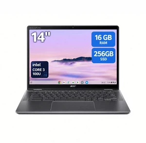 Acer Chromebook Plus Spin 514 CPE594-1N-33KL 14" Touchscreen Convertible Chromebook - Intel Core 3 100U - 16 GB - 256 GB SSD - ChromeOS - Webcam - Wi-Fi 6E - NX.JJ5AA.005 Acer Chromebook Plus Spin 514 CPE594-1N-33KL 14" Touchscreen Convertible Chromebook - Intel Core 3 100U - 16 GB - 256 GB SSD - ChromeOS - Webcam - Wi-Fi 6E - NX.JJ5AA.005