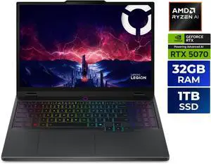 Lenovo Legion 5 15.1" WQXGA Gaming Laptop, AMD Ryzen AI 7 350 2.0GHz, 32GB RAM, 1TB SSD, NVIDIA GeForce RTX 5070 8GB, Windows 11 Home, Eclipse Black(83F10006US )