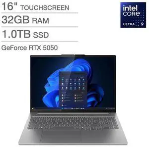 Lenovo Laptop IdeaPad Pro 5i Intel Core Ultra 9 285H 32GB Memory 1 TB NVMe SSD GeForce RTX 5050 Laptop GPU 16.0" Touch Screen Windows 11 Home LEN-83JM0019US/RB
