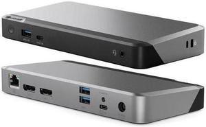 ALOGIC Space Grey and Black DUPRMX2-WW MX2 USB-C Dual Display DP Alt. Mode Docking Station - With 65W Power Delivery