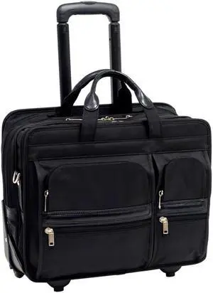 McKlein Black 17" CLINTON Detachable-Wheeled Laptop Case Model 58445
