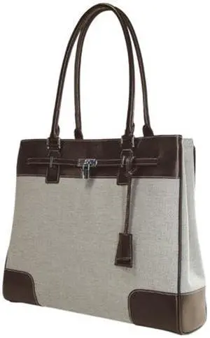 Mobile Edge Taupe / Chocolate Madison Cotton Canvas/Leather Tote - 15.4" PC/17" MacBook Model METMC8