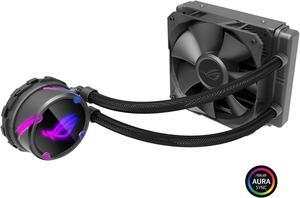 ASUS ROG Strix LC 120 RGB AIO Liquid CPU Cooler 120mm Radiator, 120mm 4-pin PWM Fan with FanXpert Controls, support for Intel and AMD motherboards LGA 1700 Compatible