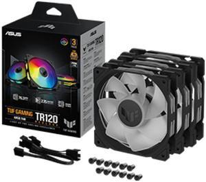 ASUS TUF Gaming TR120 ARGB Fan - Black - Triple Pack Higher Cooling Performance Extra-thick 28mm Fan Frame, Exclusive Double-Layered LED Matrix Design with 16 Addressable RGB LEDs, Aura Sync