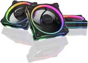 ASUS Prime MR120 ARGB fan black triple pack, 28mm extra-thick frame, quiet, high-performance cooling with PWM control, 20 ARGB LEDs with dual-sided frame lighting, Aura Sync compatibility ASUS Prime MR120 ARGB fan black triple pack, 28mm extra-thick frame, quiet, high-performance cooling with PWM control, 20 ARGB LEDs with dual-sided frame lighting, Aura Sync compatibility