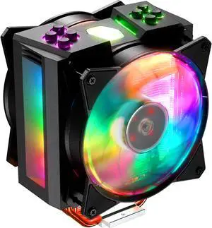 Cooler Master MasterAir MA410M Addressable RGB CPU Air Cooler w/ Independently LEDs, 4 Continuous Direct Contact 2.0 Heatpipes, Aluminum Fins, Push-Pull, Dual MF120R 120mm Fans, AMD Ryzen/Intel1151