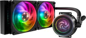 Cooler Master MasterLiquid ML240P Mirage ARGB Close-Loop AIO CPU Liquid Cooler, 240 Radiator, Transparent Pump, Addressable RGB Lighting, Dual MF120 Fans for AMD Ryzen, TR4 /Intel LGA1200/1151