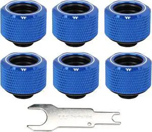 Thermaltake Pacific Blue 4 Build-in O-Rings C-Pro G1/4 PETG 16mm OD Compression Fitting 6 Pack CL-W210-CU00BU-B