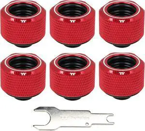 Thermaltake Pacific Red 4 Build-in O-Rings C-Pro G1/4 PETG 16mm OD Compression Fitting 6 Pack CL-W209-CU00RE-B
