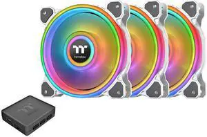 Thermaltake Riing Quad CL-F100-PL12SW-B RGB LED Radiator Fan White 3 Pack