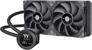 Thermaltake TOUGHLIQUID Ultra 280 CPU Liquid Cooler, AMD(AM5/AM4) Intel(LGA 1700/1200), 2.1 Inch Rotational LCD Display 2000RPM Radiator Fan, TT RGB Plus 2.0. Software, CL-W374-PL14BL-A