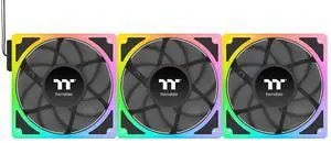 Thermaltake Toughfan EX 140 ARGB Sync; 140mm; PWM 500~2000 RPM; MagForce 2.0; 3.04mm-H2O Static Pressure; Airflow 94.43 CFM; Hydraulic Bearing; 5V 3-Pin Motherboard Sync; 3-Pack; Black; CL-F212-PL14SW