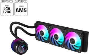 AORUS WATERFORCE X II 360 Liquid CPU Cooler, 360mm Radiator with 3x 120mm low noise ARGB Fans, compatible with Intel LGA1700 and AMD AM5(GP-AORUS WATERFORCE X II 360)