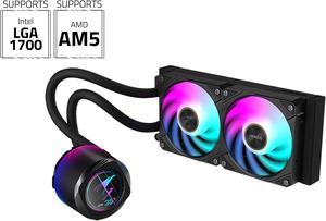 AORUS WATERFORCE X II 240 Liquid CPU Cooler, 240mm Radiator with 2x 120mm low noise ARGB Fans, compatible with Intel LGA1700 and AMD AM5(GP-AORUS WATERFORCE X II 240)