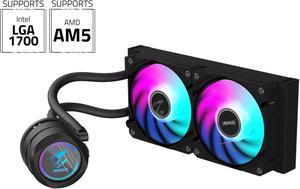 AORUS WATERFORCE II 240 Liquid CPU Cooler, 240mm Radiator with 2x 120mm low noise ARGB Fans, compatible with Intel LGA1700 and AMD AM5 (GP-AORUS WATERFORCE II 240 G2)