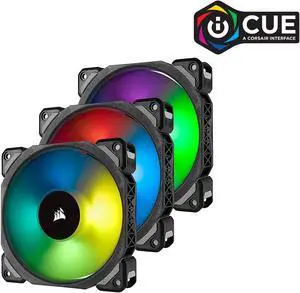 CORSAIR ML120 PRO RGB, 120mm Premium Magnetic Levitation RGB LED PWM Fan, CO-9050076-WW. 3-Pack with Lighting Node PRO.