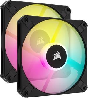 CORSAIR AF SLIM Series, AF120 RGB SLIM, 120mmx15mm Fluid Dynamic RGB Fan, Dual Pack with Lighting Node CORE