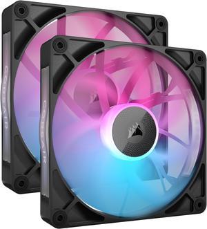 CORSAIR iCUE Link RX140 RGB 140mm PWM Fans with iCUE Link System Hub  Magnetic Dome Bearing  Dual Pack  Black