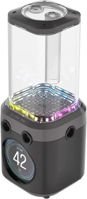 The CORSAIR iCUE LINK XD6 RGB ELITE LCD Pump/Reservoir offers high coolant flow, a sleek design, LCD display, RGB lighting, and streamlined connection to the iCUE LINK Hub. The CORSAIR iCUE LINK XD6 RGB ELITE LCD Pump/Reservoir offers high coolant flow, a sleek design, LCD display, RGB lighting, and streamlined connection to the iCUE LINK Hub.