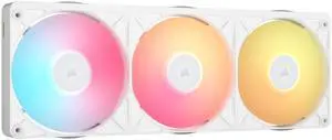 CORSAIR iCUE LINK RX360 II RGB PWM Fans - Unified Frame - White - Optimized for Quiet Operation - Up to 2,100 RPM - 8 RGB LEDs per Fan - Requires iCUE LINK System Hub (Sold Separately CORSAIR iCUE LINK RX360 II RGB PWM Fans - Unified Frame - White - Optimized for Quiet Operation - Up to 2,100 RPM - 8 RGB LEDs per Fan - Requires iCUE LINK System Hub (Sold Separately