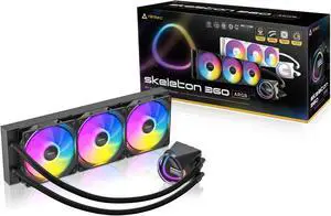 Antec Skeleton 360 ARGB Liquid CPU Cooler, 360mm Radiator, 3 x 120mm PWM ARGB Fans, Hydraulic Bearing, Copper Base, Intel LGA 115X/1200/1700/20XX, AMD AM4/AM5, Black Antec Skeleton 360 ARGB Liquid CPU Cooler, 360mm Radiator, 3 x 120mm PWM ARGB Fans, Hydraulic Bearing, Copper Base, Intel LGA 115X/1200/1700/20XX, AMD AM4/AM5, Black