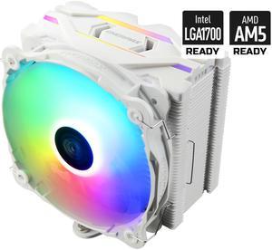 Enermax ETS-F40 ARGB White CPU Air Cooler, 200W+ TDP for Intel/ AMD Universal Socket, AM4 & AM5 / LGA 1700/1200/1151, 4 Direct Contact Heat Pipes, 140mm Silent PWM Fan - AM5 & LGA1700 Ready