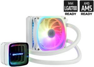 Enermax AQUAFUSION ADV 120 ARGB AIO CPU Liquid Cooler White, Infinity Mirror RGB Pump, 120mm Radiator, SquaA ADV RGB PWM Fan, 300W TDP, 500 – 2000 RPM, Dual-Chamber Water Block, AM4 / LGA 1200/1151 -
