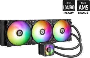 ENERMAX LIQMAXFLO 420 ARGB AIO CPU Liquid Cooler - 60mm VRM Fan up to 3000 RPM, PWM-Controlled Pump, 38mm Thick Radiator, Triple Pressure-Optimized Silent Flow 140mm FDB Fans up to 1700 RPM, 420W TDP