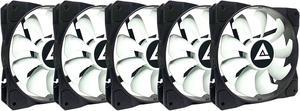 APEVIA 512S-WB 120mm Non-LED Black/White Fan with Anti-Vibration Rubber Pads (5 Pack)