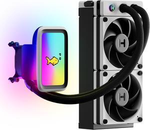 HYTE THICC Q60 - 240mm AIO CPU Liquid Cooler With 5" Ultraslim IPS Display - Powered By Nexus Link - White/Black