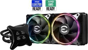 EVGA CLCx 280mm All-In-One LCD CPU Liquid Cooler, 2x 140mm PWM ARGB Fans, Intel, AMD, 5 YR Warranty, 400-HY-CX28-V1