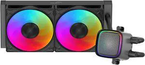 SAMA L50 240mm Liquid CPU Cooler AIO Cooler with ARGB Infinity Mirror Effect 2x120mm ARGB Light Sync with Motherboard PWM 28mm Fans Low-Noise for AMD:AM4 AM5/Intel LGA 1700/1150/1151/1200/1851