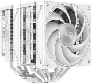 SAMA A60W Dual-Tower CPU Air Cooler Aluminum Top Cover 6 Copper Heat Pipes, Dual 120mm PWM Fans, for AMD AM4/AM5, Intel LGA 1700/1150/1151/1200/1851 Thermal Grease/White