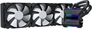Phanteks Glacier One 360MP D-RGB AIO Liquid CPU Cooler, Infinity Mirror Pump Cap Design, 3x Silent 120mm MP PWM Fans, Black, PH-GO360MP_DBK01