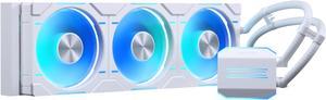 Phanteks Glacier One 360D30 Premium D-RGB AIO Liquid CPU Cooler, DRGB Pump Cap Design, 3x D30 120mm PWM D-RGB Fans, White