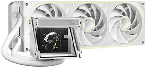 TRYX Holo 360mm AIO White Holographic Visual GIPHY Built-in Asetek 280w TDP 7th Gen V2, FOBR Unibody Fan, Adjustable Water Block, Embedded Al Interface, Aluminum, Intel LGA 1851/1700 AMD AM5/AM4 TRYX Holo 360mm AIO White Holographic Visual GIPHY Built-in Asetek 280w TDP 7th Gen V2, FOBR Unibody Fan, Adjustable Water Block, Embedded Al Interface, Aluminum, Intel LGA 1851/1700 AMD AM5/AM4