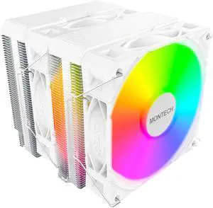 MONTECH NX600 ARGB Dual-Tower CPU Air Cooler with 6 Heatpipes & Premium Top Cover | Intel LGA1700 / 1851 & AMD AM5 Support | White MONTECH NX600 ARGB Dual-Tower CPU Air Cooler with 6 Heatpipes & Premium Top Cover | Intel LGA1700 / 1851 & AMD AM5 Support | White