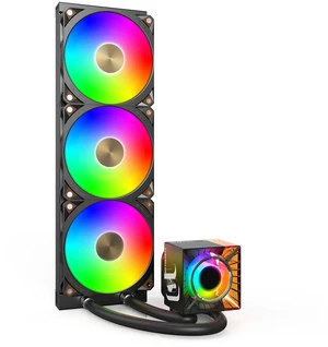 MONTECH CyberFlow ARGB 360mm AIO Liquid CPU Cooler, 3 ARGB PWM Fans, Black MONTECH CyberFlow ARGB 360mm AIO Liquid CPU Cooler, 3 ARGB PWM Fans, Black