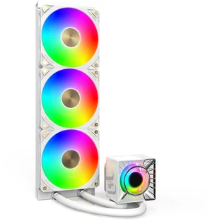 MONTECH CyberFlow ARGB 360mm AIO Liquid CPU Cooler, 3 ARGB PWM Fans, White MONTECH CyberFlow ARGB 360mm AIO Liquid CPU Cooler, 3 ARGB PWM Fans, White