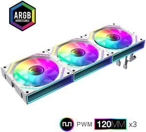 GAMEMAX FN12A-S3I-W, 120mm White frame ARGB Fan x3,120mm Computer case fan! Addressable RGB LED Case Fans