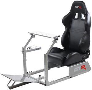 GTR Simulator GTA Model with Silver Frame with Real Racing Seat, Racing Driving Gaming Simulator Cockpit Chair with Gear Shifter Mount