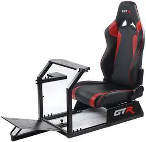 GTR Racing Simulator GTA-BLK-S105LBKRD GTA Model Black Frame with Black/Red Real Racing Seat, Driving Simulator Cockpit Gaming Chair with Gear Shifter Mount