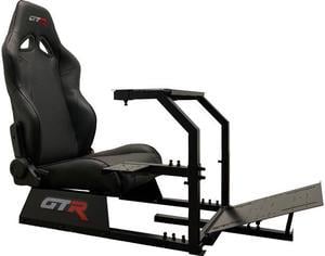 GTR Simulators GTA Model Simulator Frame & Adjustable Racing Seat, Majestic Black Frame, Majestic Black Seat