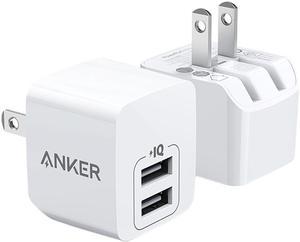 Anker USB Charger 2Pack Dual Port 12W Wall Charger with Foldable Plug PowerPort mini for iPhone XS X  8  8 Plus  7  6S  6S Plus iPad Samsung Galaxy Note 5  Note 4 HTC White